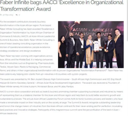 Machine Maker Faber Infinite bags AACCI ‘Excellence in Organizational Transformation Award thegem gallery justified
