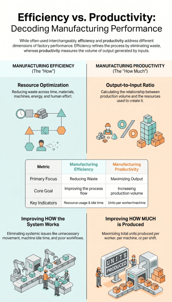 An infographic on the efficiency vs. productivity