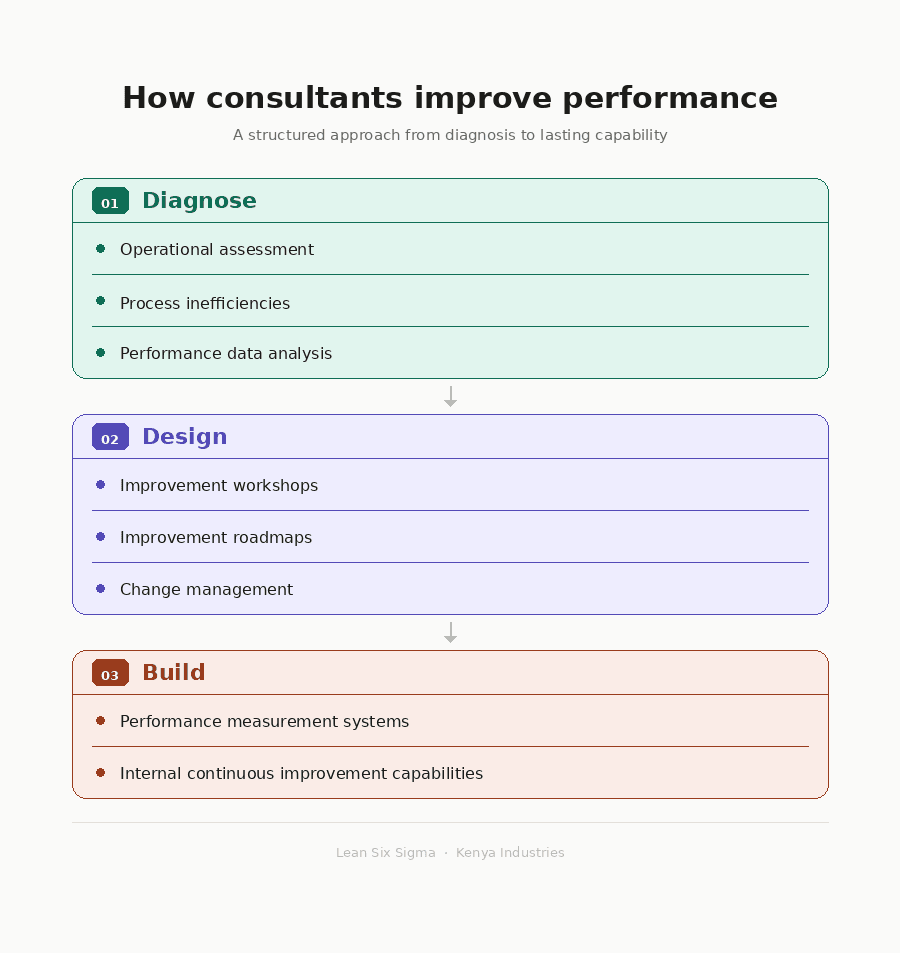an infographic on how consultants help organizations improve performance 