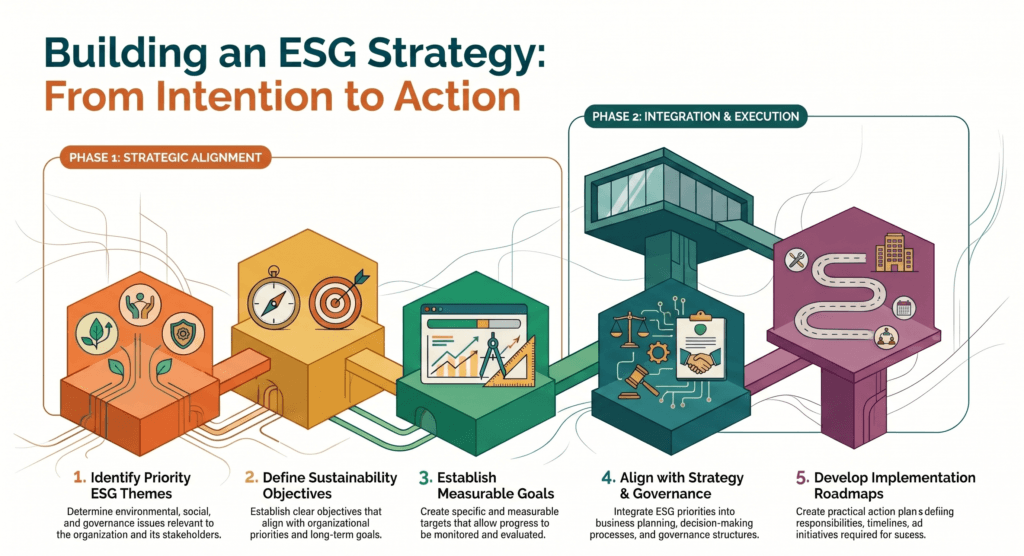 An infographic about building an ESG strategy