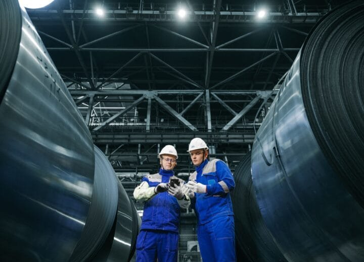Employees at work in a factory