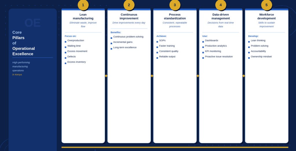 An infographic about the core pillars of operational excellence