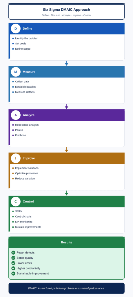 Infographic outlining the Six Sigma DMAIC Approach